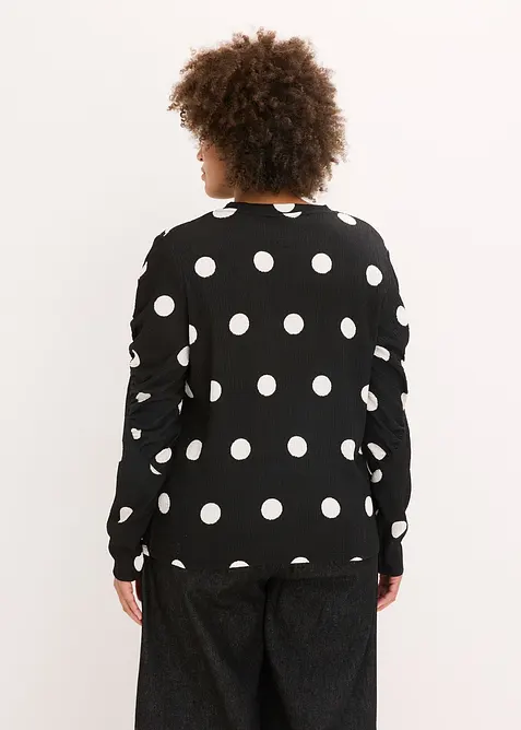 Långärmad topp av crêpe, bonprix