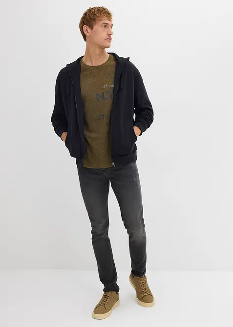 T-shirt i tvättad stil av ekologisk bomull, bonprix