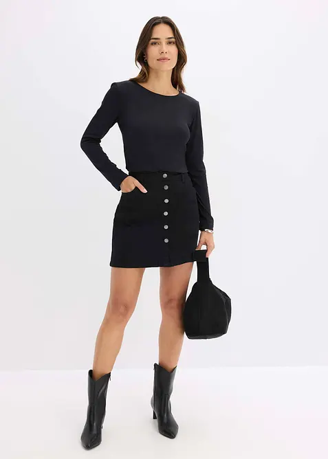 Långärmad, figurnära topp, bonprix