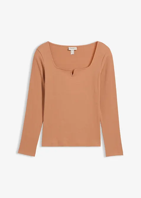 Ribbstickad topp i ekologisk bomull, bonprix