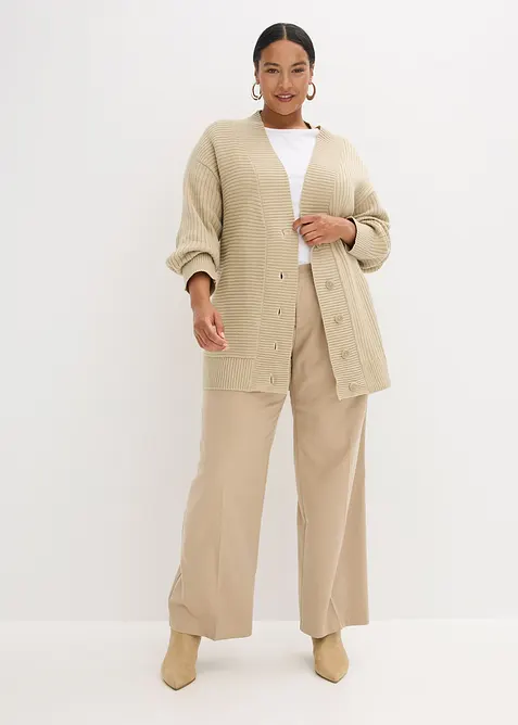 Cardigan med ribbstickat mönster, bonprix