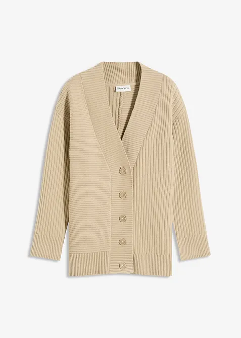 Cardigan med ribbstickat mönster, bonprix