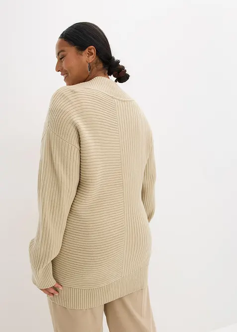 Cardigan med ribbstickat mönster, bonprix