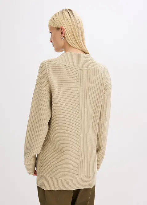 Cardigan med ribbstickat mönster, bonprix