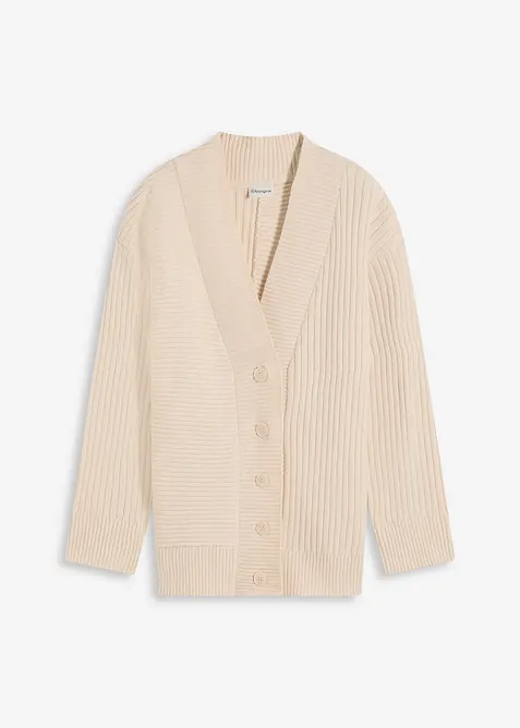 Cardigan med ribbstickat m&ouml;nster, bonprix