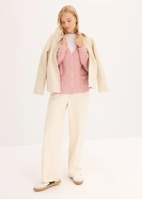 Melerad cardigan med guldfärgade knappar, bonprix