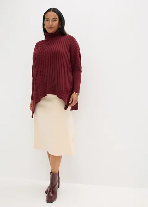 Stickad kjol i utställd modell, bonprix