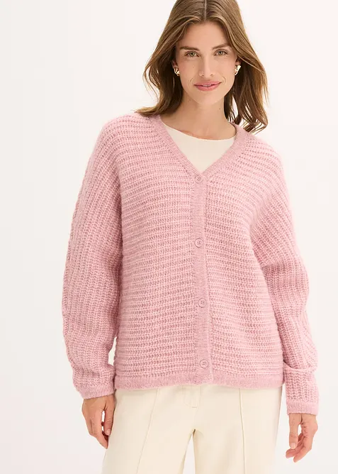 Cardigan i skön materialmix, bonprix