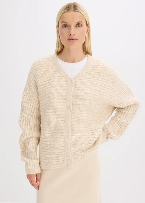 Cardigan i sk&ouml;n materialmix, bonprix