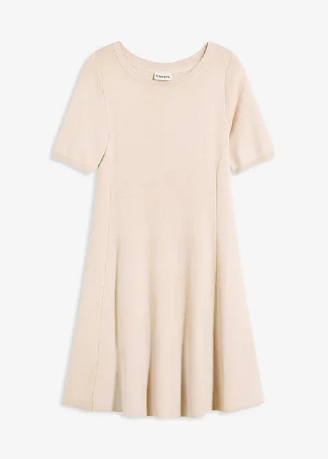 Stickad klänning i mjuk viskosmix, bonprix