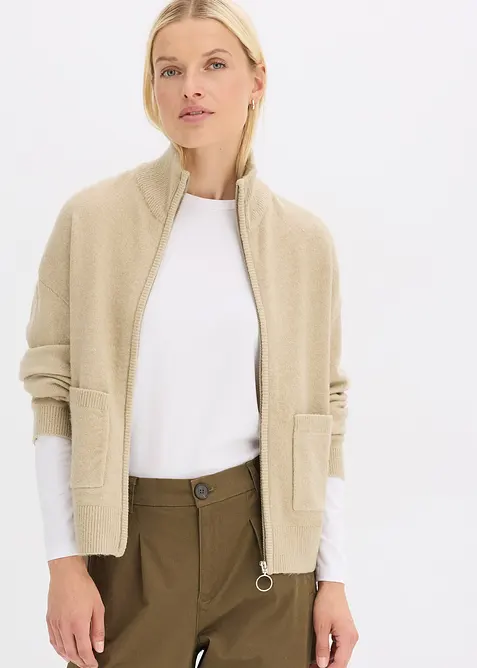 Cardigan med dragkedja, bonprix