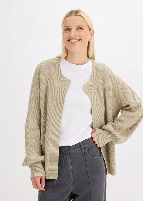 Cardigan med flätmönster, bonprix