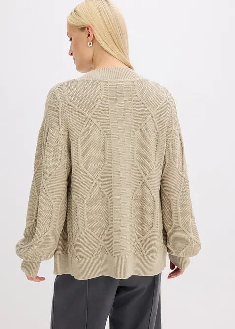 Cardigan med flätmönster, bonprix