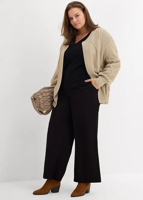 Cardigan med flätmönster, bonprix