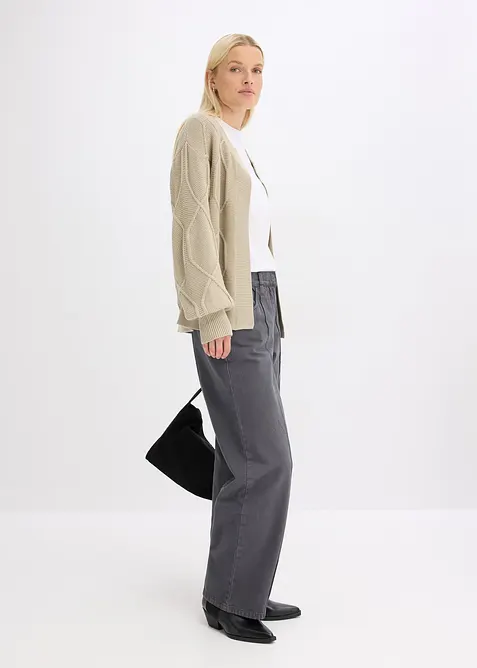 Cardigan med flätmönster, bonprix