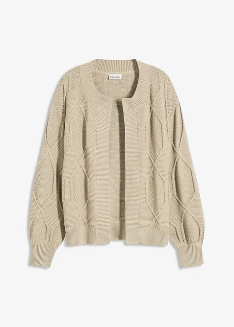 Cardigan med flätmönster, bonprix