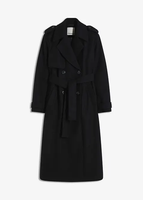 Trenchcoat med yllelook, bonprix