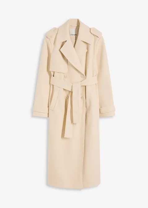 Trenchcoat med yllelook, bonprix