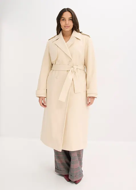 Trenchcoat med yllelook, bonprix
