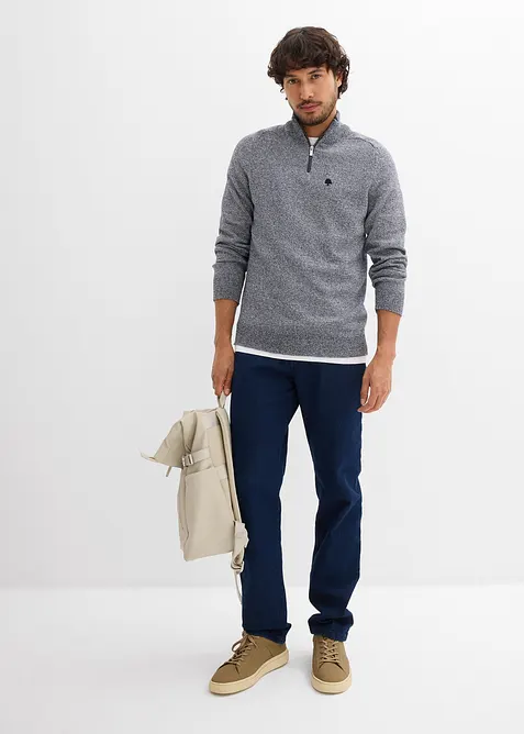 Tröja med krage och dragkedja, återvunnen bomull, bonprix