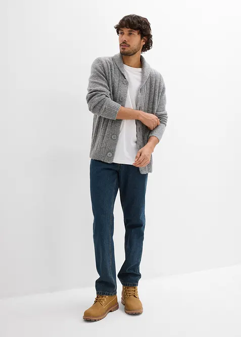 Cardigan med ribbstickat mösnter, bonprix