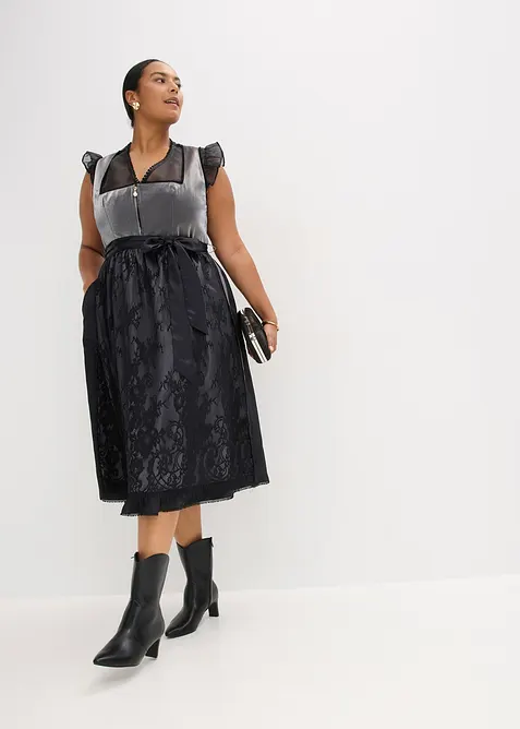 Dirndl med glansigt blusliv (2 delar), bonprix