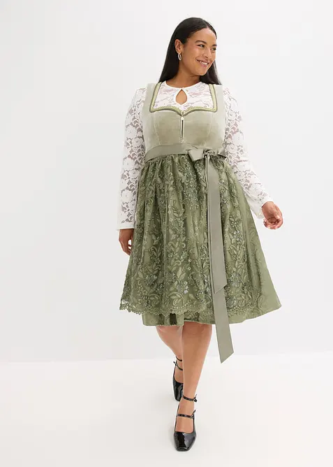 Dirndl med paljettförkläde (2 delar), bonprix