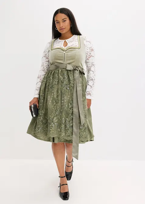 Dirndl med paljettförkläde (2 delar), bonprix