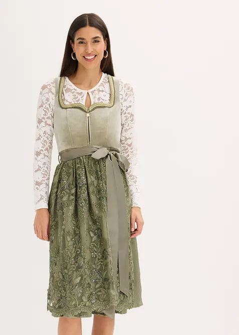 Dirndl med paljettförkläde (2 delar), bonprix