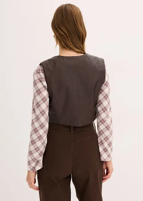 Väst i used look av skinnimititation, bonprix