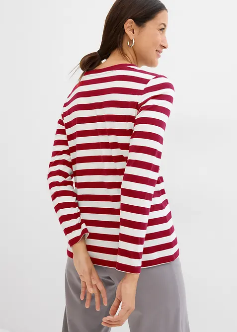 L&aring;ng&auml;rmad randig topp av ren ekologisk bomull, bonprix