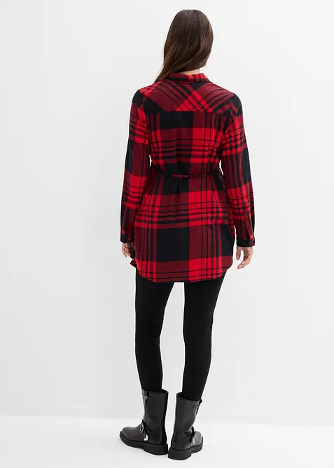 Lång mamma-/amningsblus i mjuk bomullsflanell, bonprix