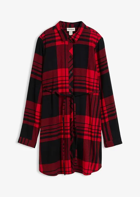 Lång mamma-/amningsblus i mjuk bomullsflanell, bonprix