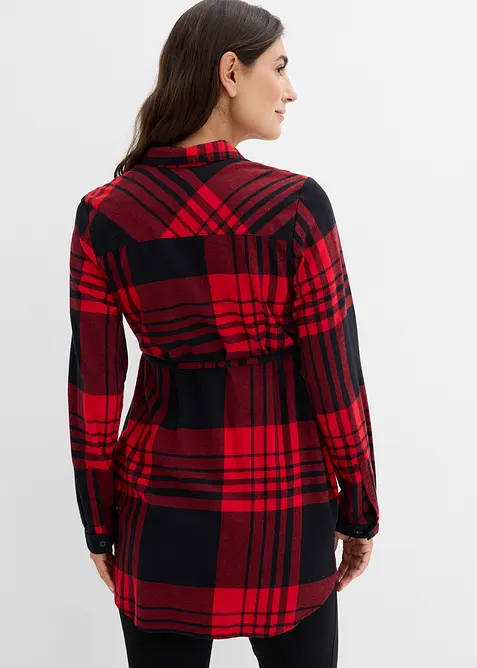 Lång mamma-/amningsblus i mjuk bomullsflanell, bonprix