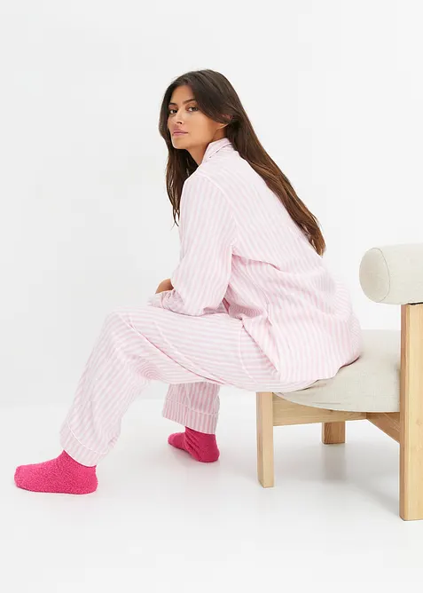 V&auml;vd flanellpyjamas med g&aring;vop&aring;se, bonprix