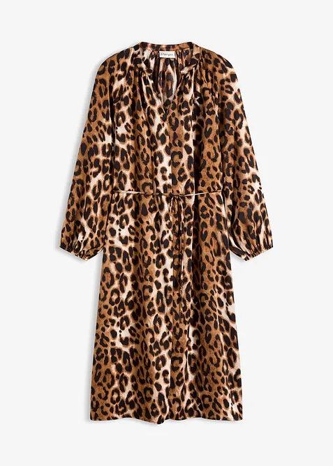 Mellanlång klänning i mjuk satin, bonprix