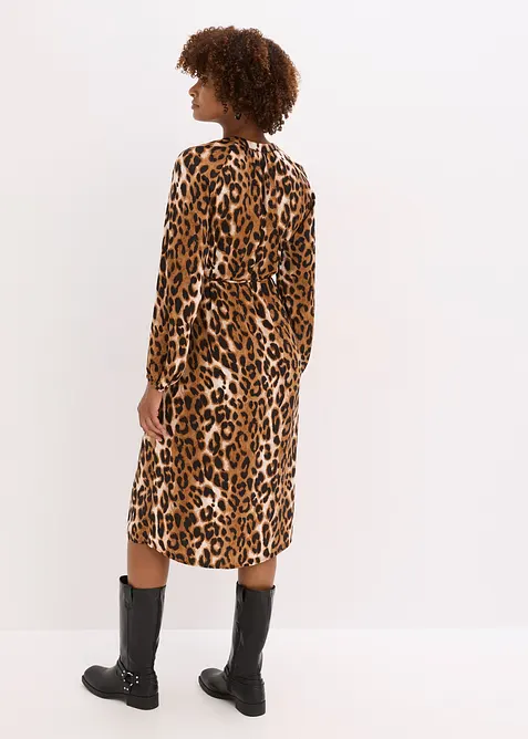 Mellanlång klänning i mjuk satin, bonprix