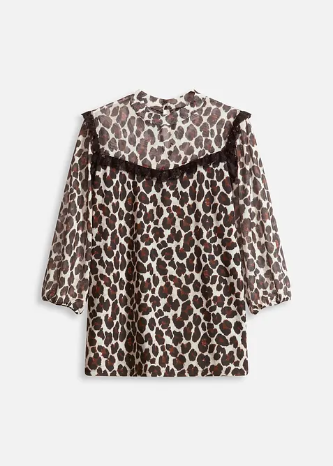 Topp i mjuk mesh med spets, bonprix