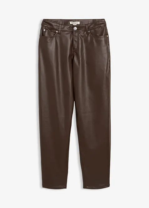 Tunnformad byxa i skinnimitation, medelhög midja, bonprix