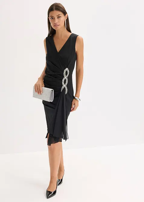 Jerseyklänning med strassapplikation, bonprix