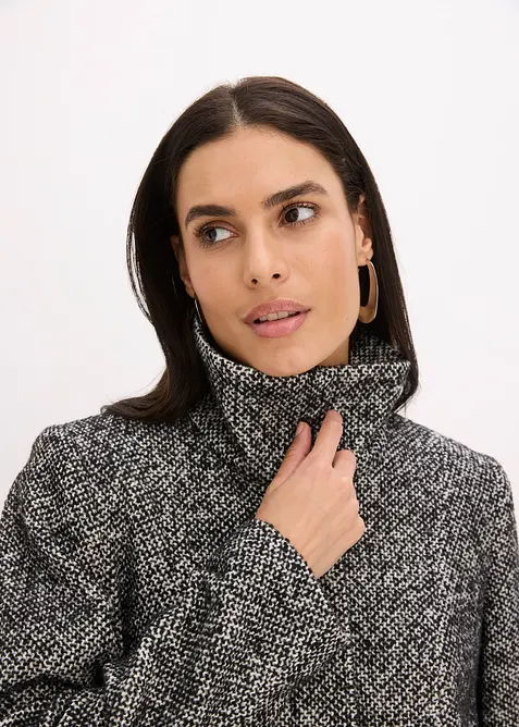 Avslappnad tunn kappa med yllelook, bonprix