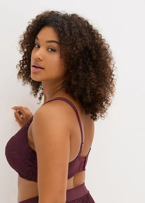 Formpressad BH med vadderade axelband och skir spets, bonprix