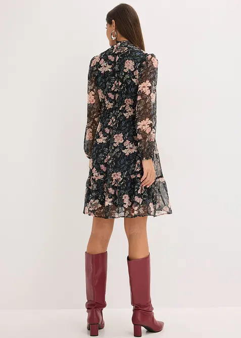 Mönstrad chiffongklänning, bonprix