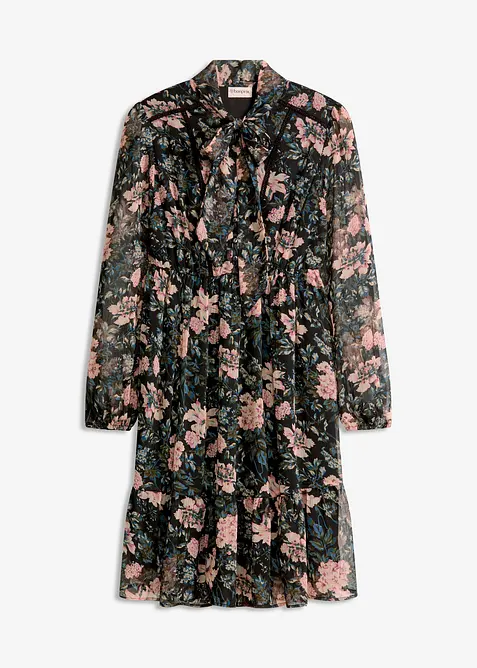 Mönstrad chiffongklänning, bonprix