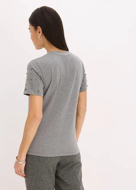 T-shirt med p&auml;rlapplikation, bonprix