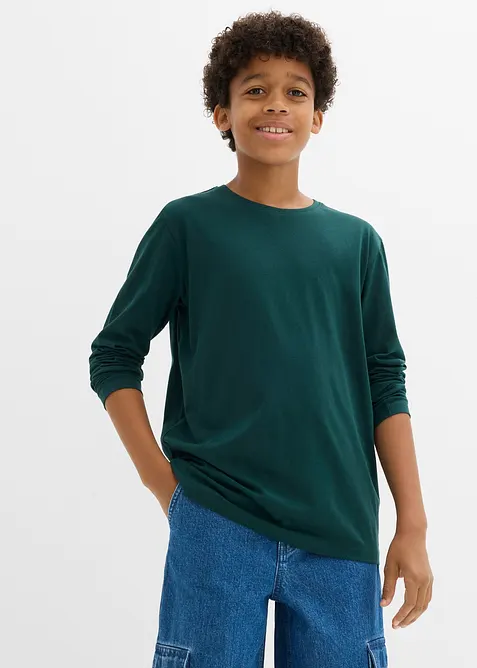 Långärmad tröja med ekologisk bomull (3-pack), bonprix