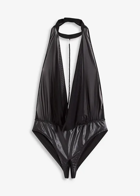 Body med öppen gren och wetlook, bonprix