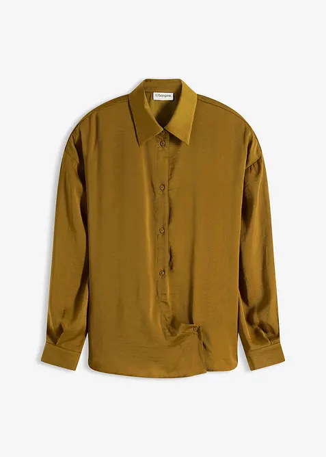 Skjortblus i följsam satin, bonprix