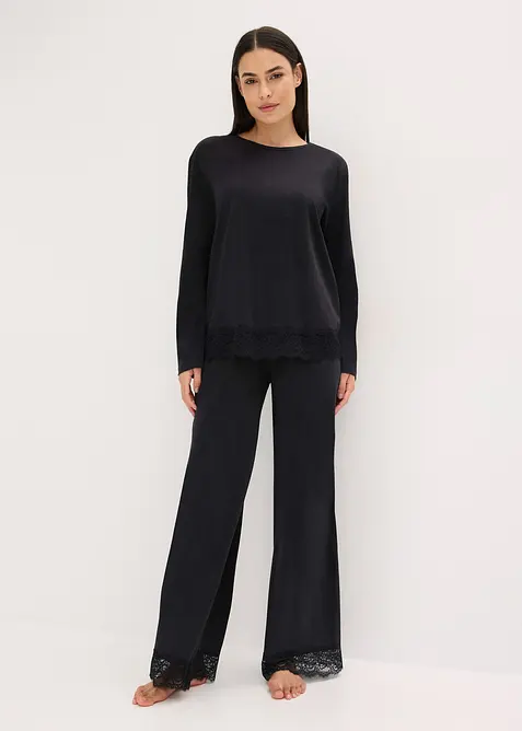 Pyjamas med skir spets, bonprix