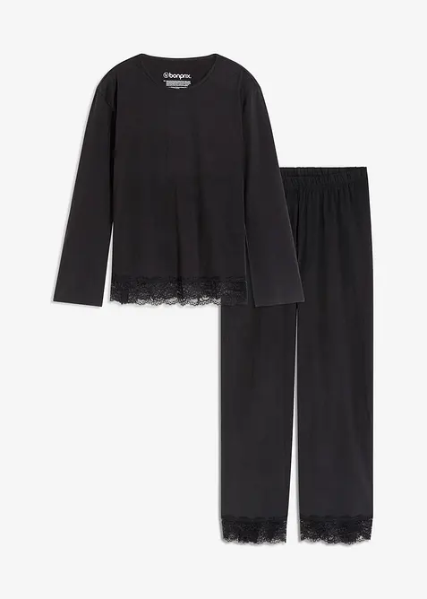 Pyjamas med skir spets, bonprix